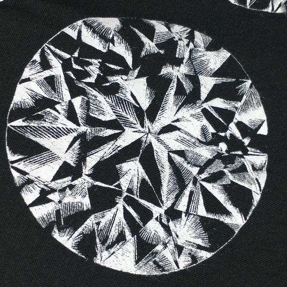 Lauren Moshi Top Womens XS Black White Diamonds Graphic Swing Short Sleeve Shirt - Picture 6 of 12